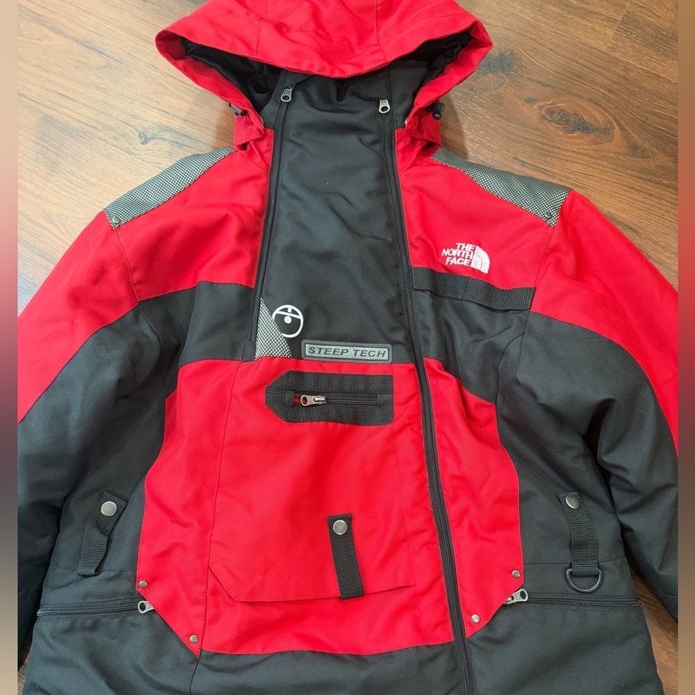 Vtg The North Face Steep Tech Jacket women's Sz 2XL Black Red Gray - Picture 2 of 8